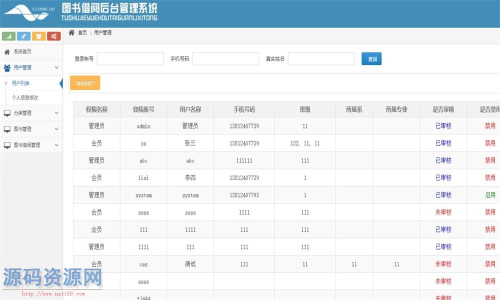 Java图书借阅管理系统源码（前台+后台）