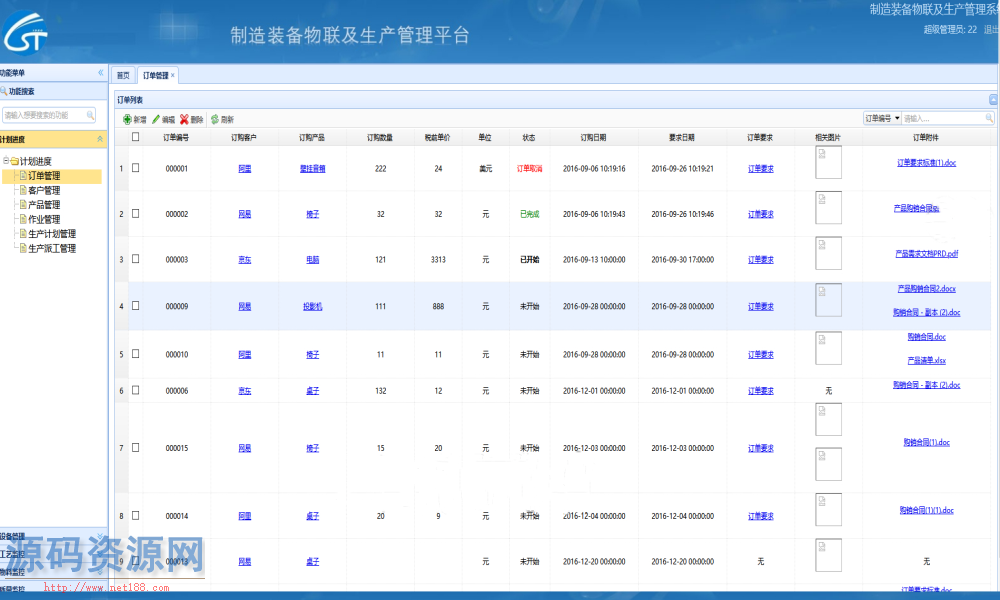 JAVA制造装备物联及生产管理(ERP)系统源码