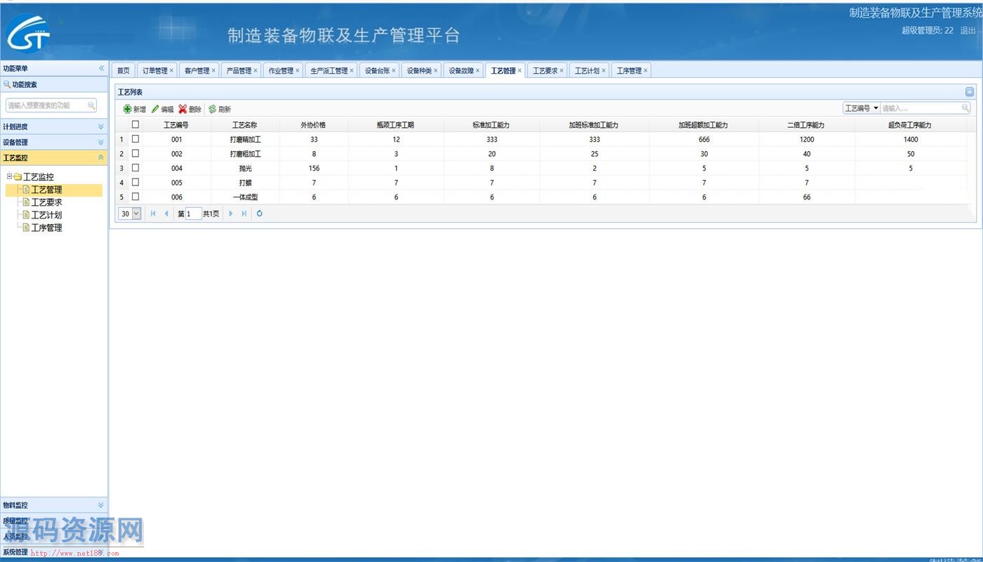 JAVA制造装备物联及生产管理(ERP)系统源码