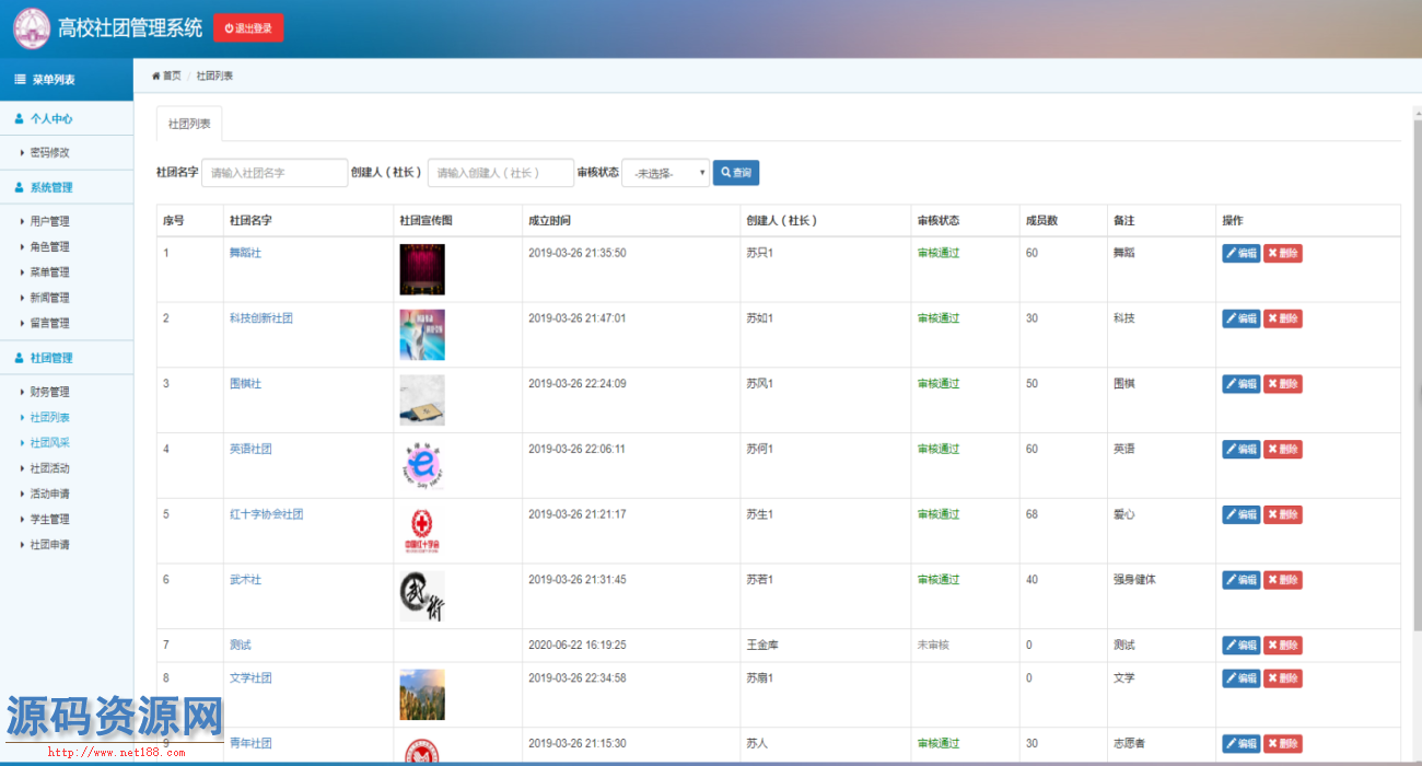 Java高校社团管理系统源码