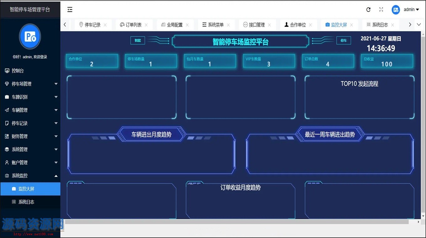 SpringBoot+Vue智能停车场管理平台源码