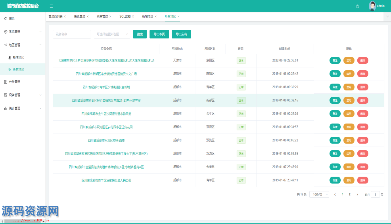 SpringBoot+Vue城市消防设备在线管理监控平台源码