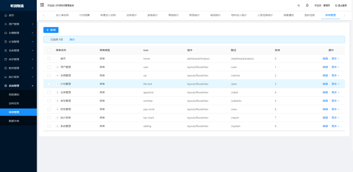 基于SpringBoot+Ant Design Vue开发的物流仓储系统
