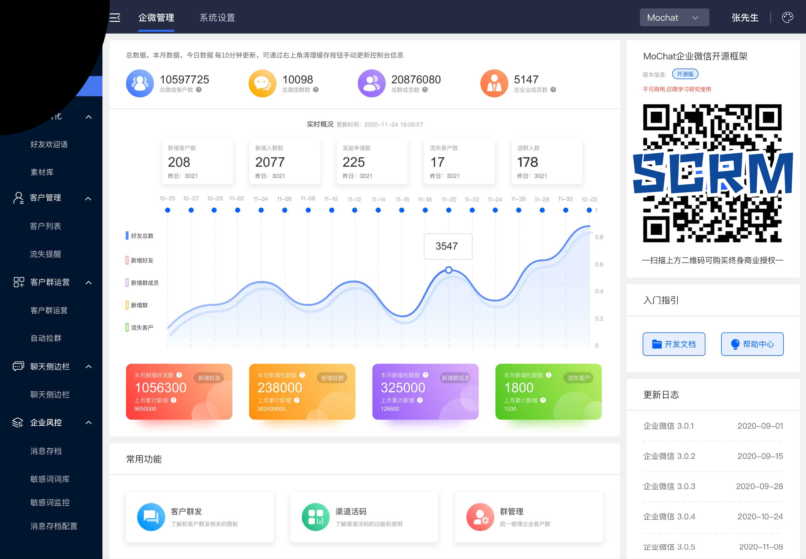 一套通用的企业私域流量SaaS管理系统，企业微信SCRM系统