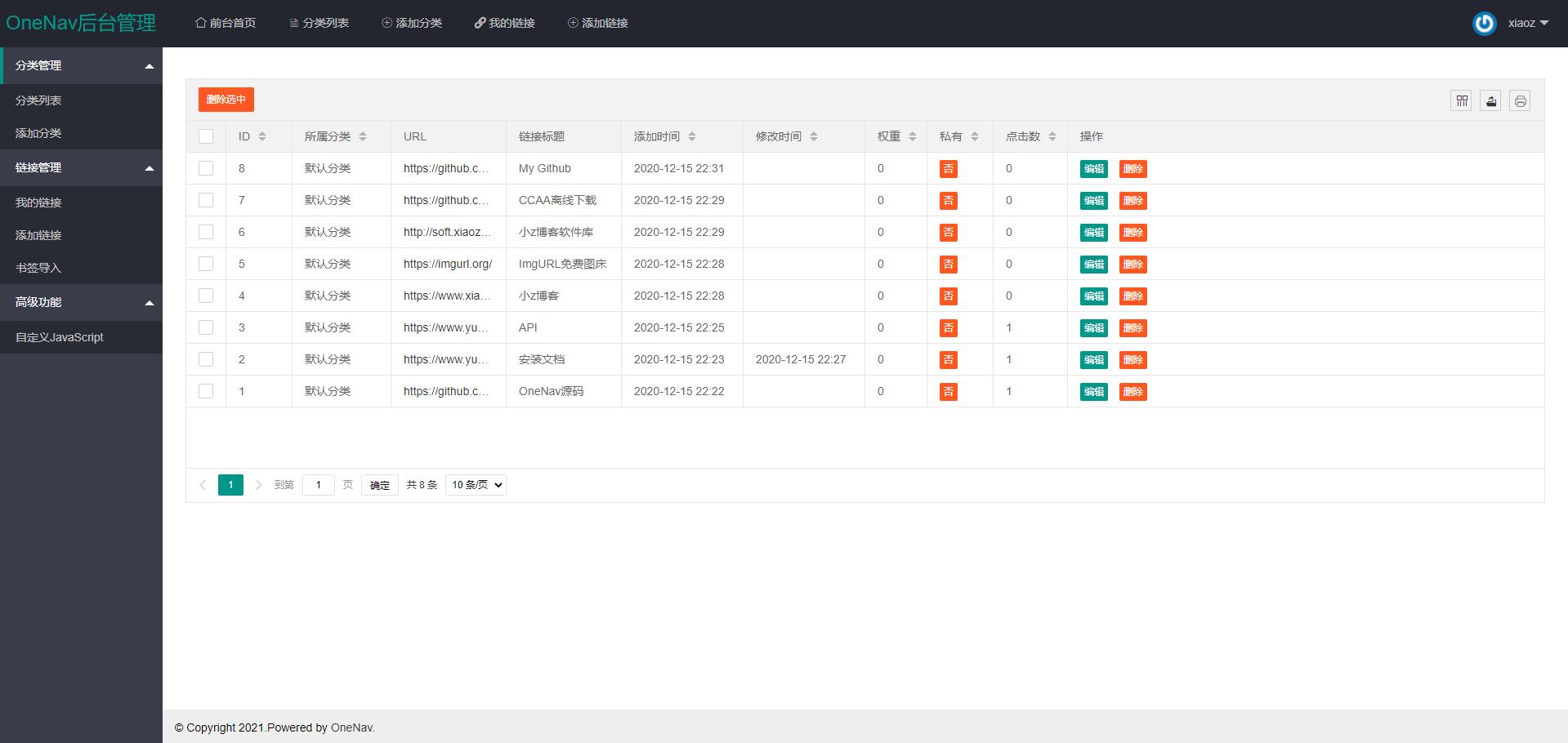PHP+SQLite3 简约网址导航网站源码