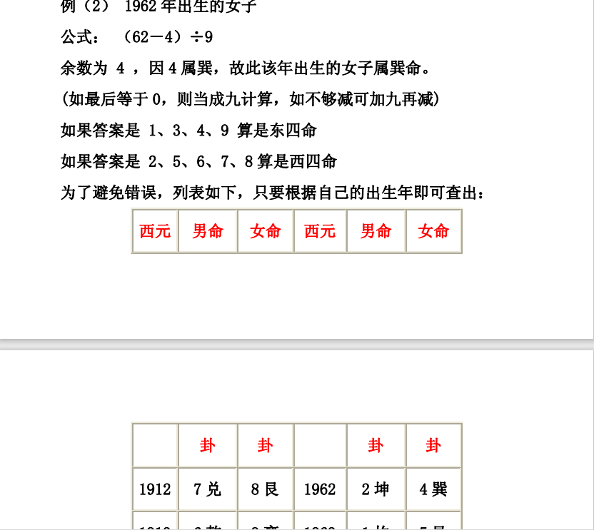 [风水学核心资料]八宅明镜命卦速查表PDF文档