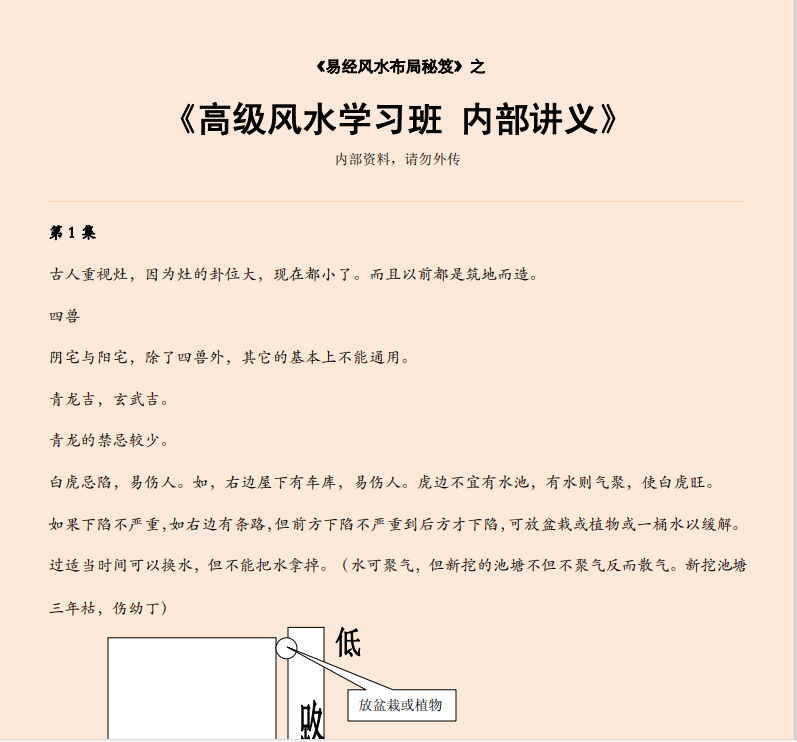 [风水学核心资料]高级风水学习班 内部讲义PDF文档
