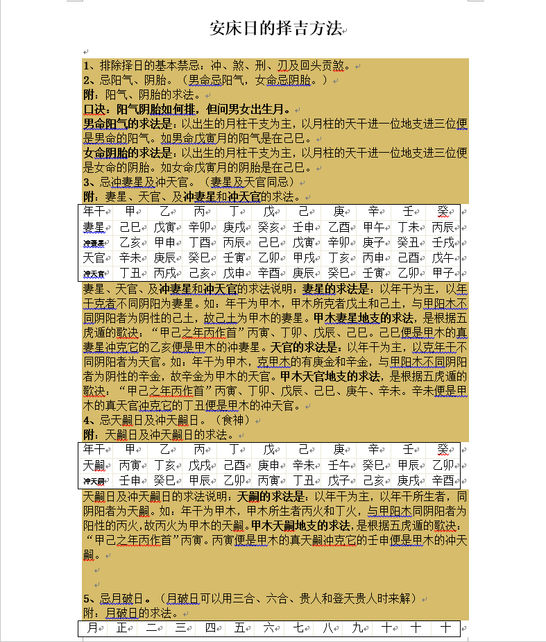 [择吉]安床日的择吉方法
