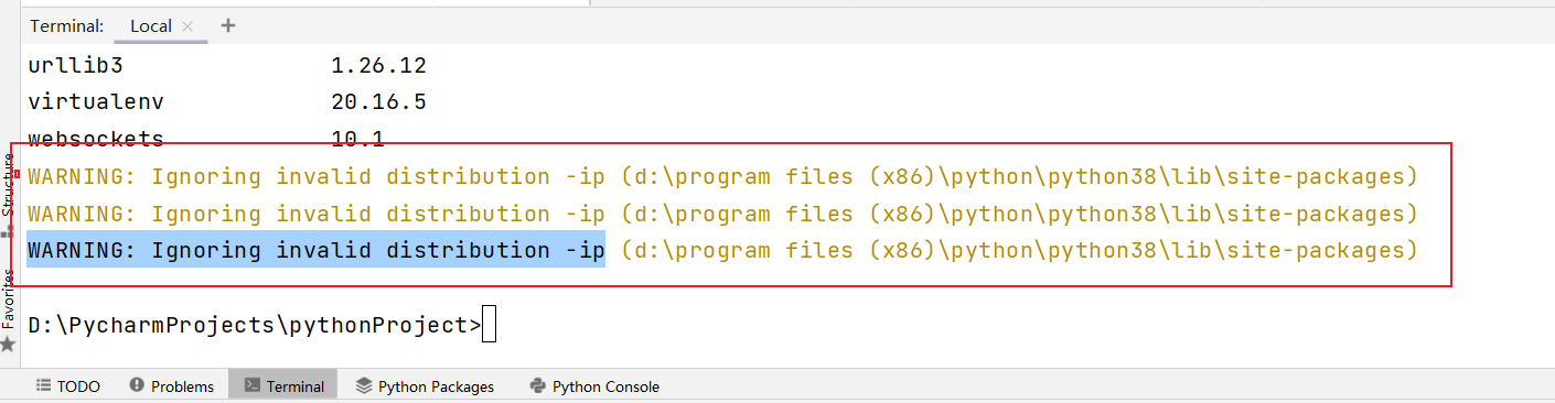 python使用 pip 命令时提示“WARNING: Ignoring invalid distribution -ip”的解决方案