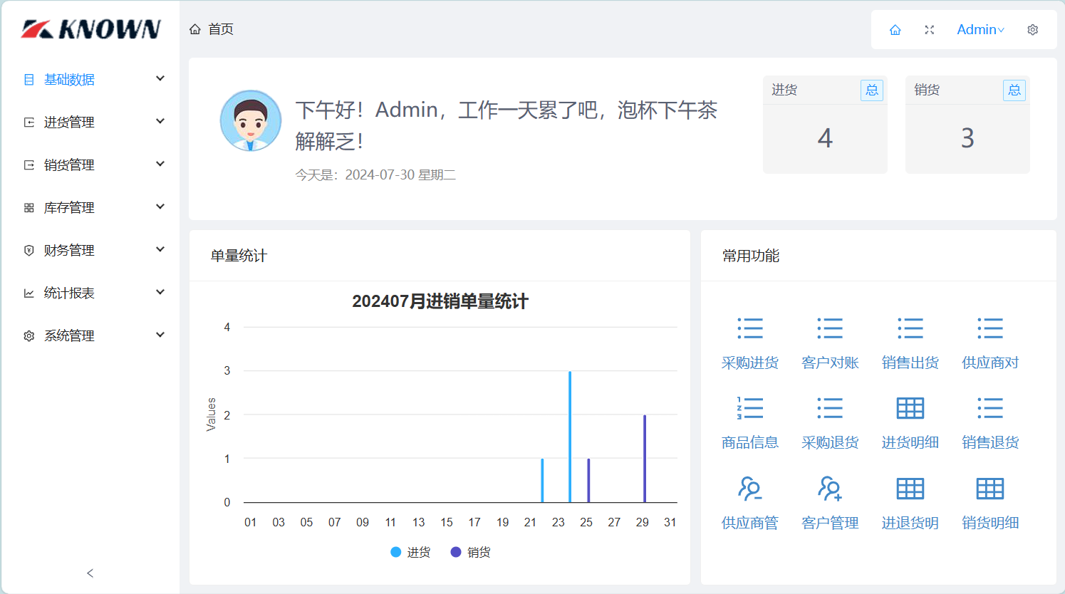 一个基于Known框架开发的简易、轻量级的进销存管理系统