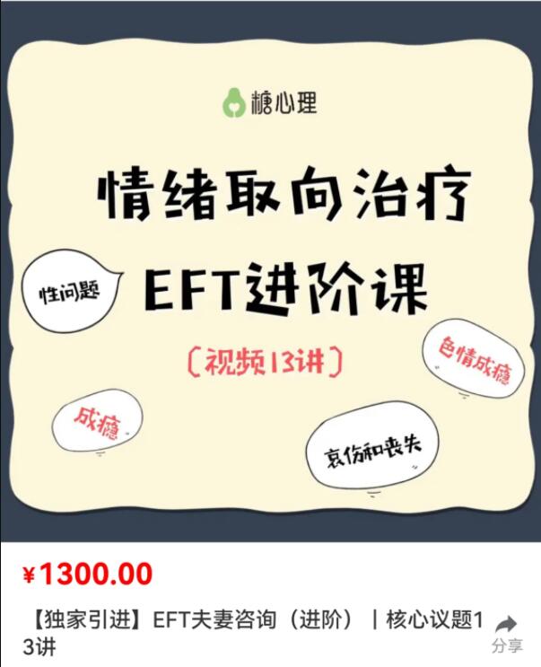 EFT夫妻咨询进阶核心13讲 价值1300元课程