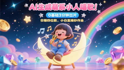AI生成萌系小人唱歌！0基础3分钟出片，28个作品涨粉9万，日赚四位数，小白直接抄作业 ...