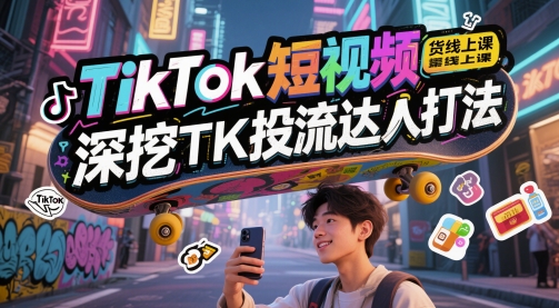 TikTok短视频带货线上课深挖TK投流达人打法