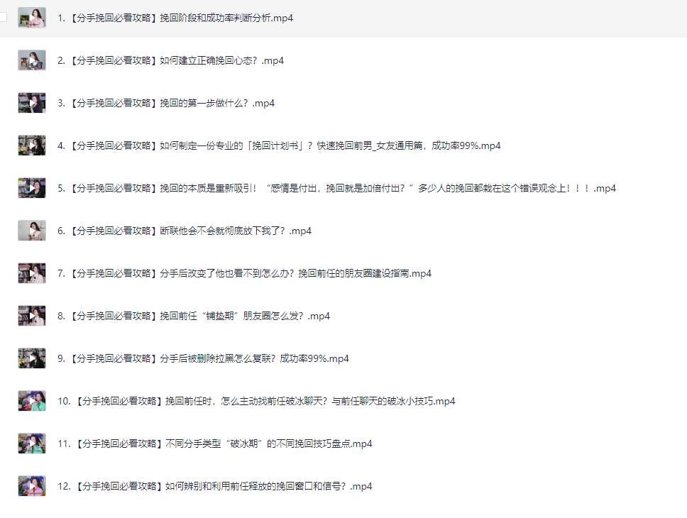 分手挽回视频课程【非常实用】