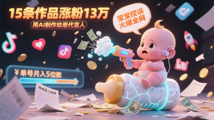 用AI制作幼崽代言人，宝宝的控诉火爆全网，15条作品涨粉13万，单号月入5位数实操教程 ...