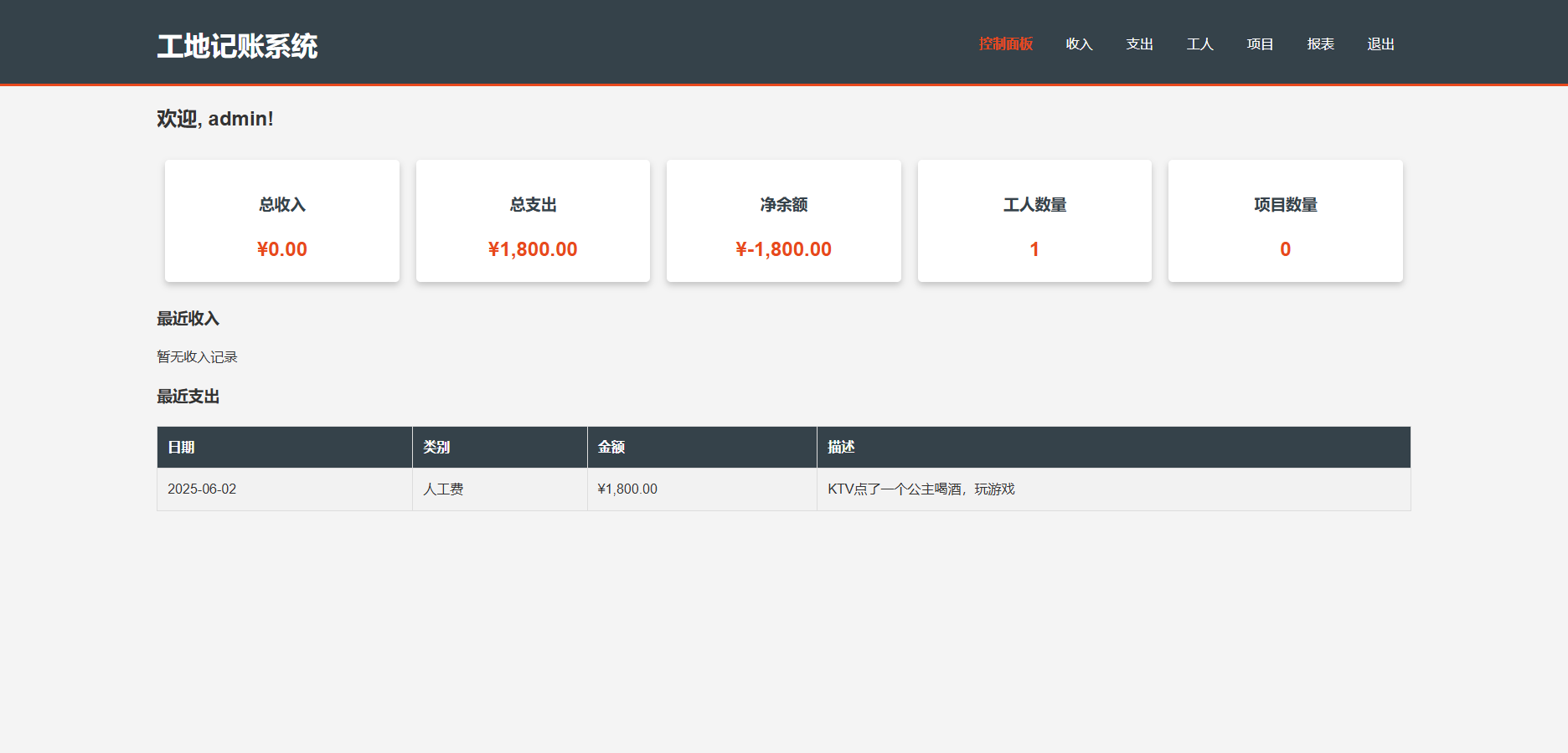 工程行业专属员工记账系统PHP源码