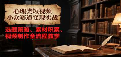 心理类短视频小众赛道变现实战，选题策略、素材积累、视频制作全流程教学 ...