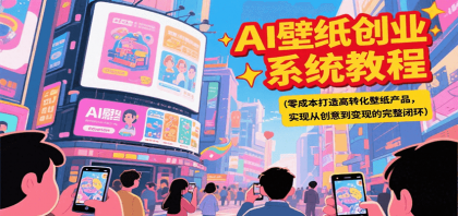 AI壁纸创业系统教程，零成本打造高转化壁纸产品，实现从创意到变现的完整闭环 ...