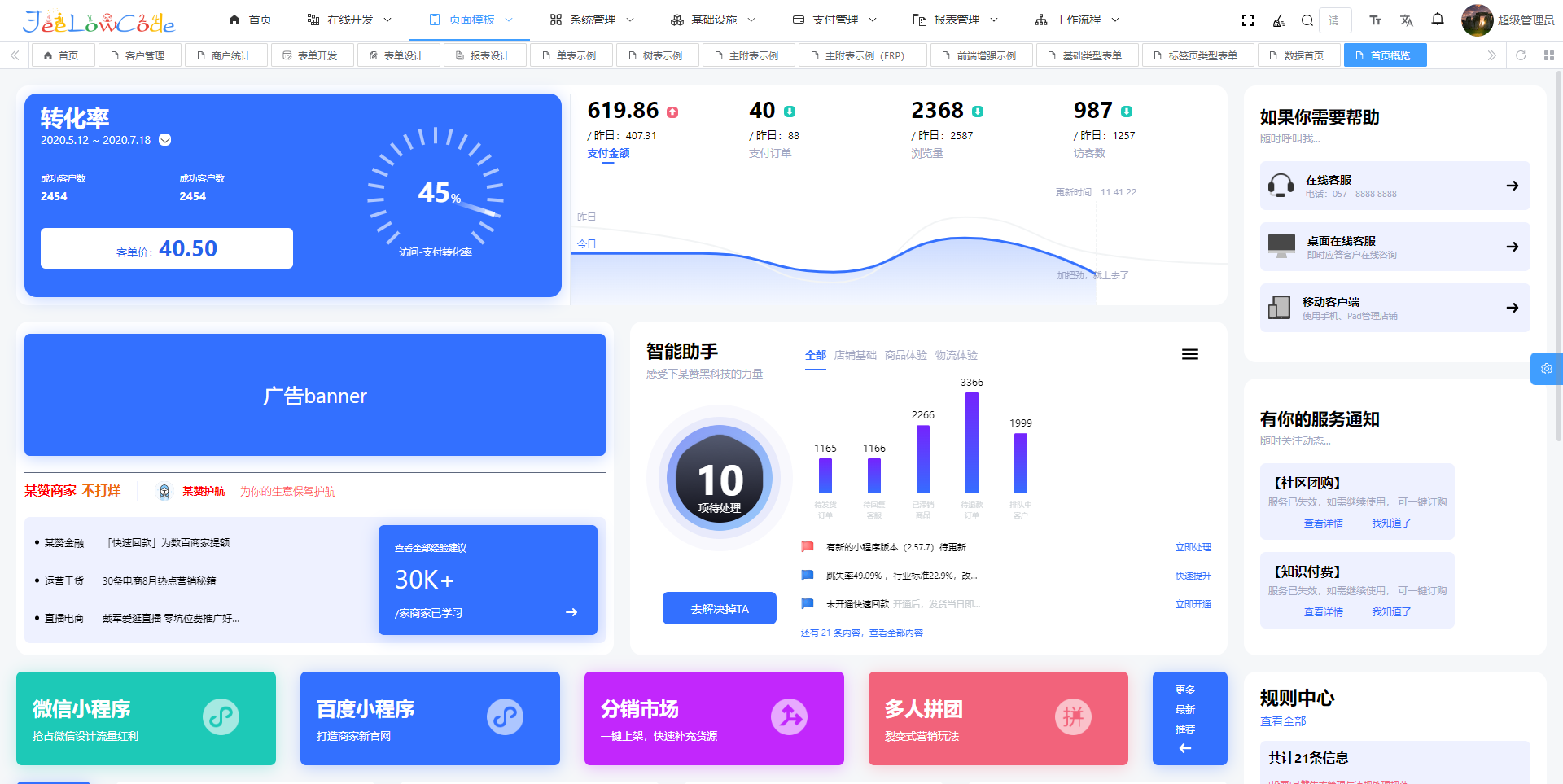 【企业级低代码】 是一款专为企业打造的低代码开发框架，以低代码为核心，实现快速开发  提供可视化界面， ...