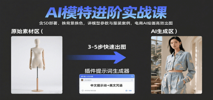 AI模特进阶实战课：含SD部署、换背景换色，讲模型参数与服装案例，电商AI绘画高效出图 ...