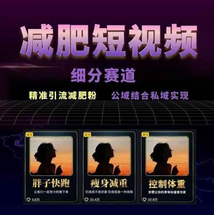 减肥短视频运营实战课：含素材制作、剪映教学，讲精准引流、变现设计与内容模板技巧 ...