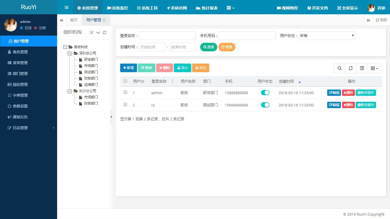基于SpringBoot开发的轻量级Java快速开发框架 后台管理系统 易读易懂、界面简洁美观 ...