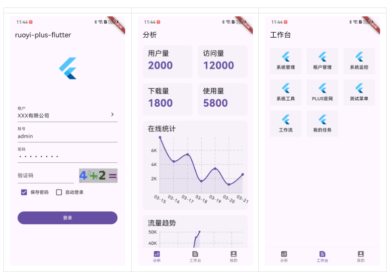 基于RuoYi-Vue-Plus实现的Flutter客户端+配套后端源码 支持Android、IOS、Windows、Linux、MacOS、Web全平 ...