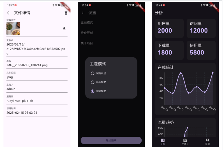 基于RuoYi-Vue-Plus实现的Flutter客户端+配套后端源码 支持Android、IOS、Windows、Linux、MacOS、Web全平 ...