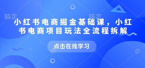 小红书电商掘金课电商项目玩法全流程拆解 小红书电商掘金课电商项目玩法全流程拆解