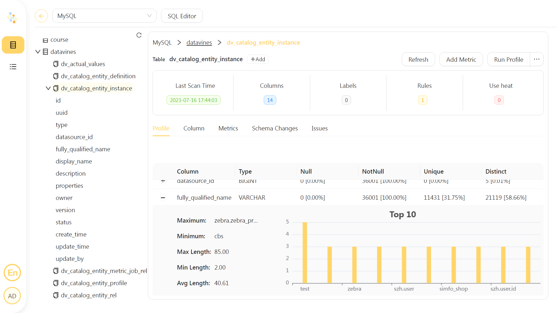新一代数据可观测性系统，提供元数据管理和数据质量检查