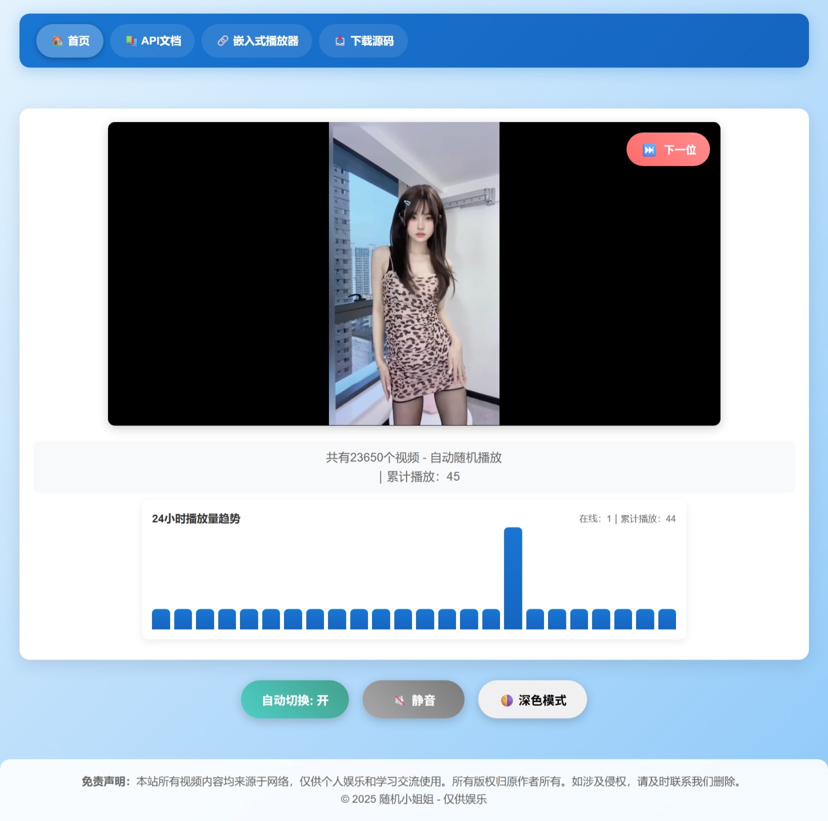随机小姐姐热舞视频系统源码全新UI带后台版v5.0 自适应手机端