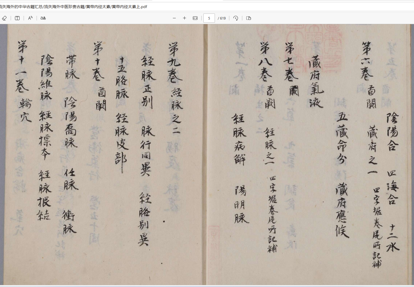 [流失海外中医珍贵古籍]黄帝内经太素