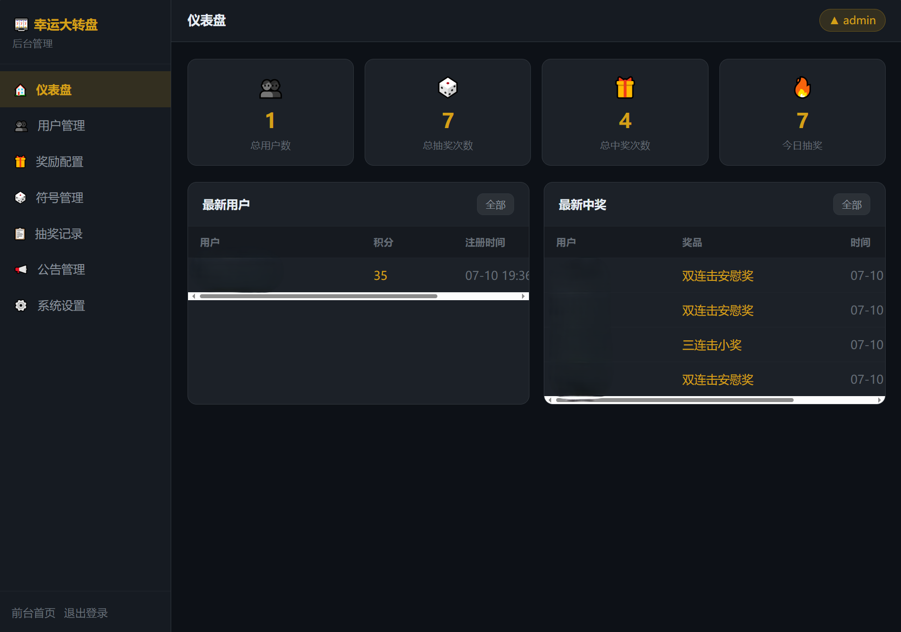 幸运大转盘抽奖系统源码