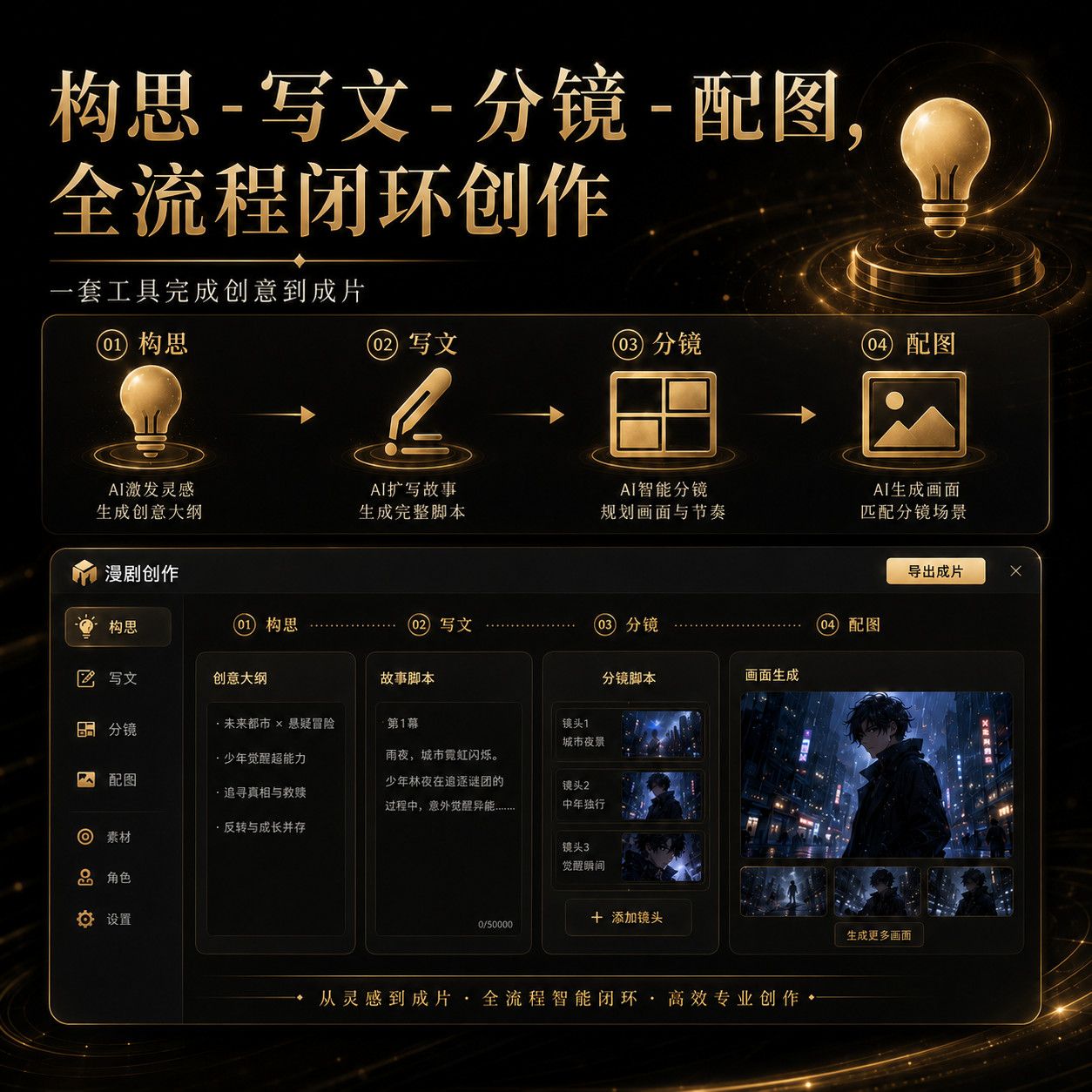云豆AI漫剧创作工具小说写作AI生图三合一自动分镜配音副业软件