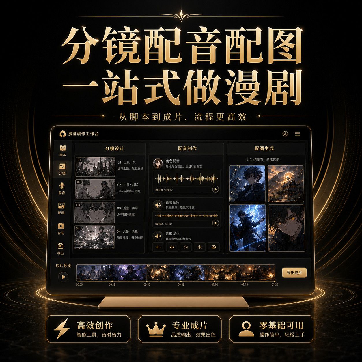 云豆AI漫剧创作工具小说写作AI生图三合一自动分镜配音副业软件