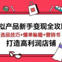虚拟产品新手变现全攻略，选品技巧+爆单秘籍+营销书，打造高利润店铺