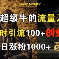 微信超级牛的流量入口，半小时引流100+创业粉，日涨粉1000+