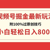 视频号掘金，小白轻松日入 800+，附 100% 过原创技巧