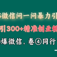 2025最新微信问一问暴力引流术揭秘，日引300+创业粉，单日变现四位数