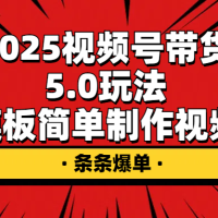2025视频号带货5.0玩法，模板简单制作视频，条条爆单