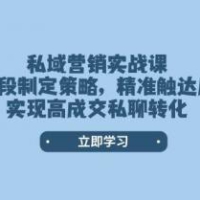 私域营销实战课，分阶段制定策略，精准触达用户，实现高成交私聊转化