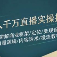 年入千万直播实操指导：讲解商业框架/定位/变现设计/流量逻辑/内容话术/等