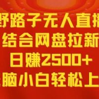 无人直播野路子结合网盘拉新，日赚 2500+ 多平台变现，小白无脑轻松上手操作