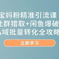 宝妈粉精准引流课，社群猎取+闲鱼爆破，私域批量转化全攻略