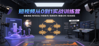 短视频从0到1实战训练营：设备准备/账号定位/对标账号/视频创作/数据分析/投流变现