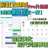 全网首发 彩虹云商城二开美化版 全解公益版