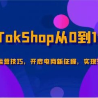 TikTokShop从0到1进阶，掌握平台运营技巧，开启电商新征程，实现突破与成长