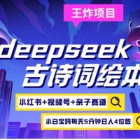 deepseek+小红书视频号+古诗词绘本，亲子赛道，高端宝妈粉