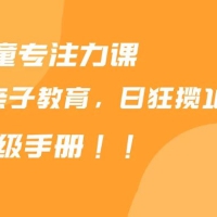 靠儿童专注力课程售卖亲子育儿课程，日暴力狂揽 1000+，喂饭手册分享