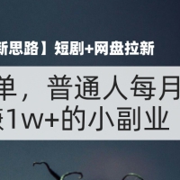 【新思路】短剧+网盘拉新，超简单，普通人每月躺赚1w+的小副业